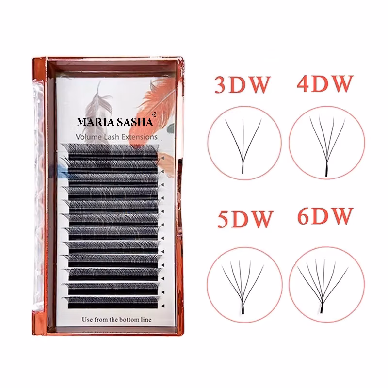 Cílios Postiços em Leque Pré-fabricados MARIA Formato W 3D 4D 5D 6D 7D, Efeito Natural e Leve