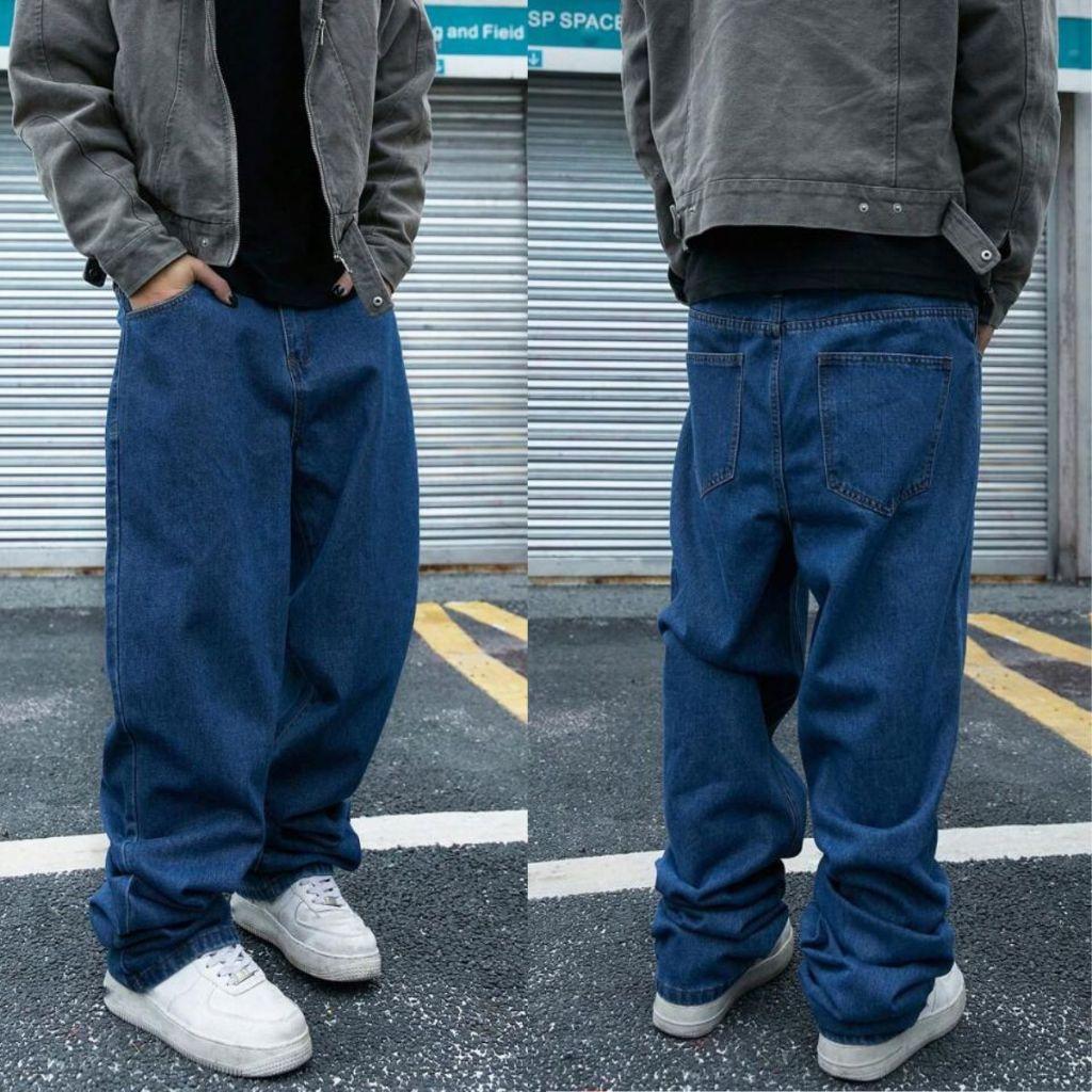Calça Baggy Masculina Jeans Boca Larga Balão Pants Cân Sk8 Estilosa Moda Estilo Mandrake TOP 1 Y2K STREETEWEA