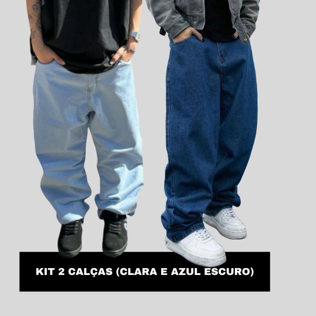 Calça Baggy Masculina Jeans Boca Larga Balão Pants Cân Sk8 Estilosa Moda Estilo Mandrake TOP 1 Y2K STREETEWEA