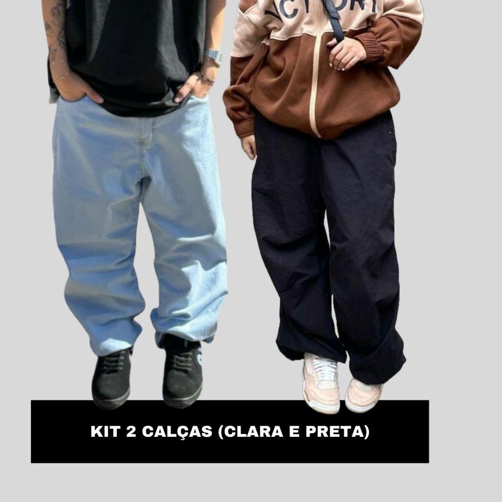 Calça Baggy Masculina Jeans Boca Larga Balão Pants Cân Sk8 Estilosa Moda Estilo Mandrake TOP 1 Y2K STREETEWEA