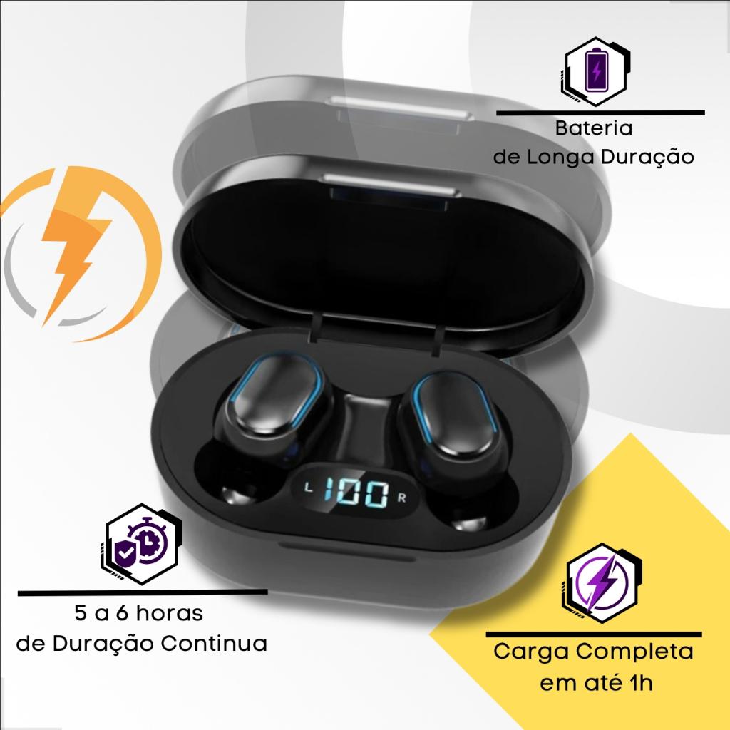 Fone de ouvido Bluetooth Sem Fio Tws Pro Premium Estéreo Preto Academia Corrida