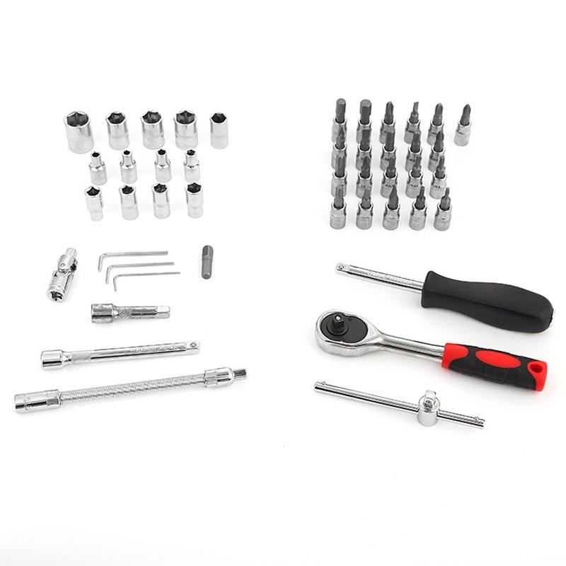 Kit Ferramentas 40/46 Peças Aço Cromo Vanádio c/ Chave Catraca, Estojo ABS, p/ Carro e Casa