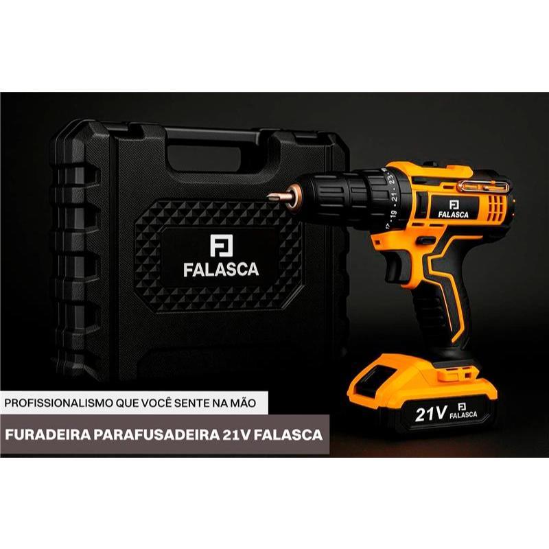PARAFUSADEIRA E FURADEIRA A BATERIA PF21B2 21V COM DUAS BATERIAS F02 4979 - FALASCA