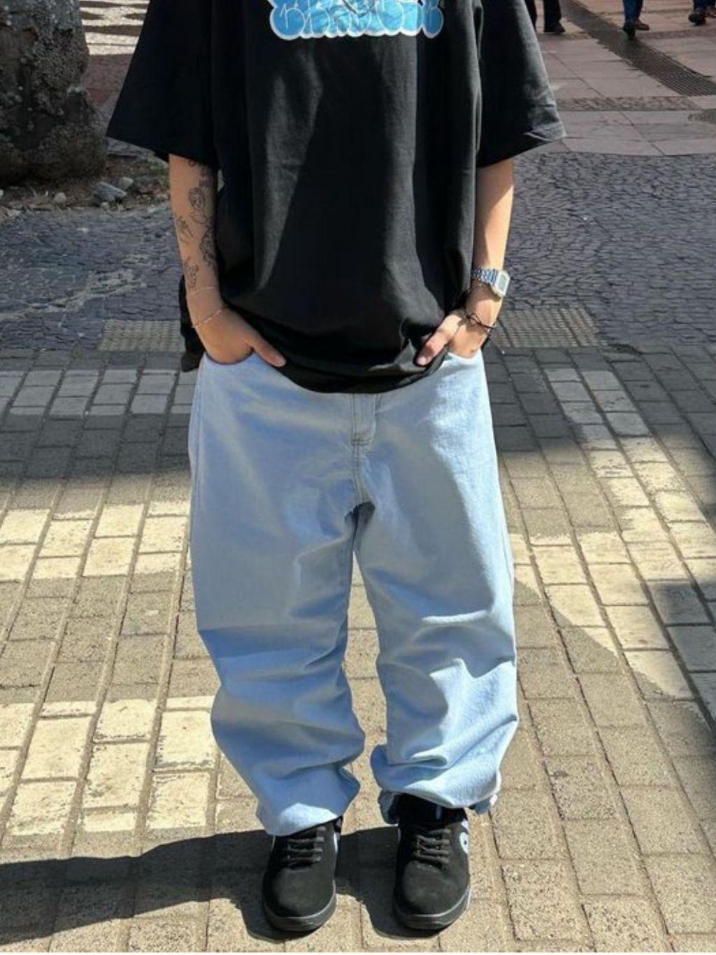 Calça Baggy Masculina Jeans Boca Larga Balão Pants Cân Sk8 Estilosa Moda Estilo Mandrake TOP 1 Y2K STREETEWEA