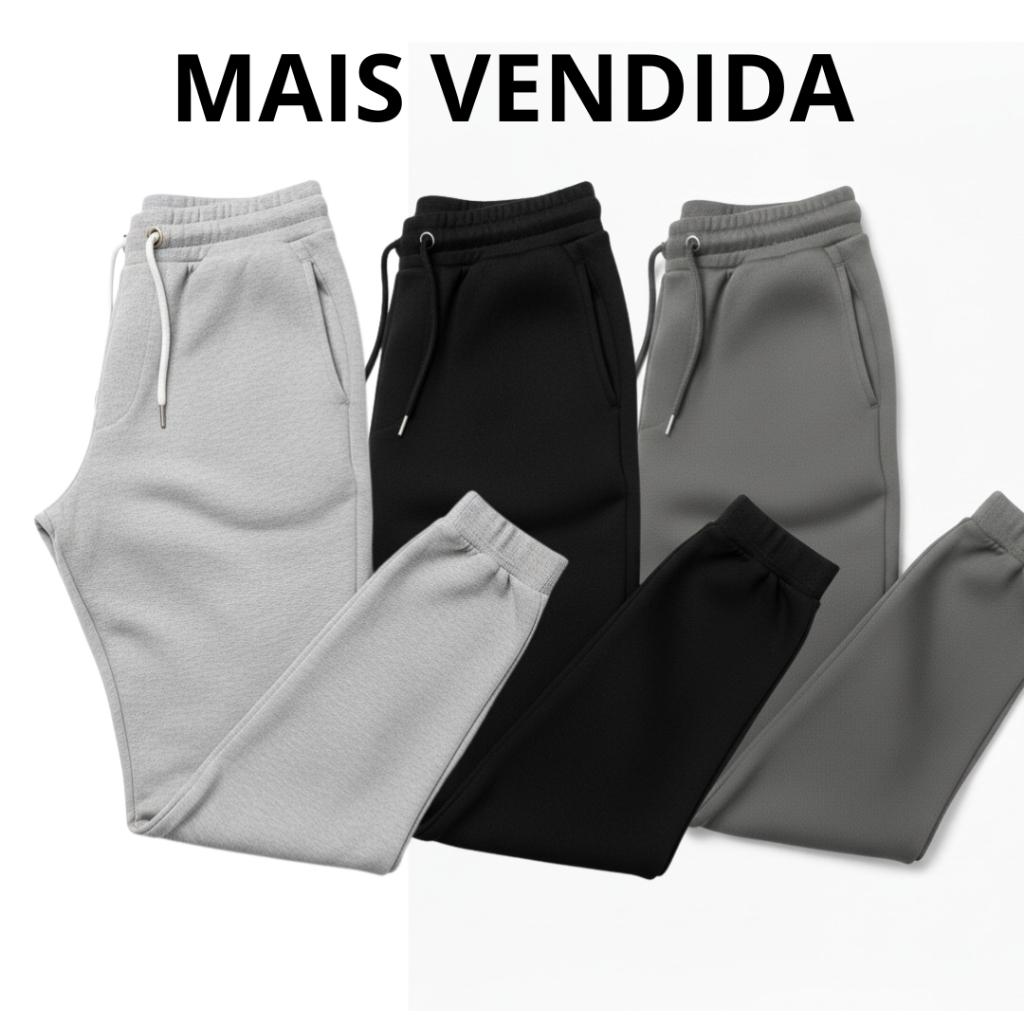 Kit Calça de Moletom Algodão unissex com Elástico e Punho Estilo e Conforto