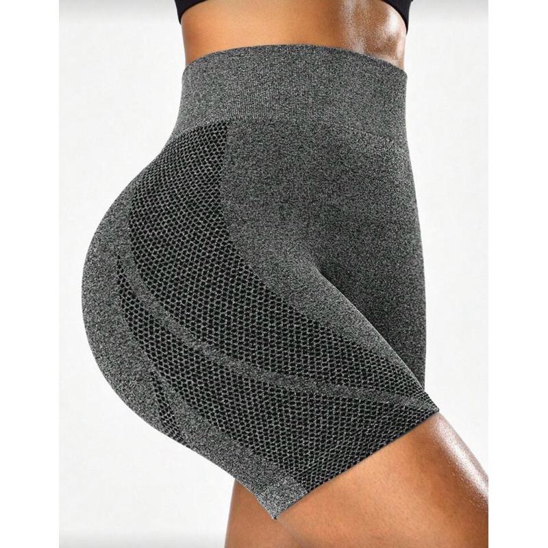 Shorts de Exercício Sem Costura de Cintura Alta Cinza para Mulheres, Uso Diário