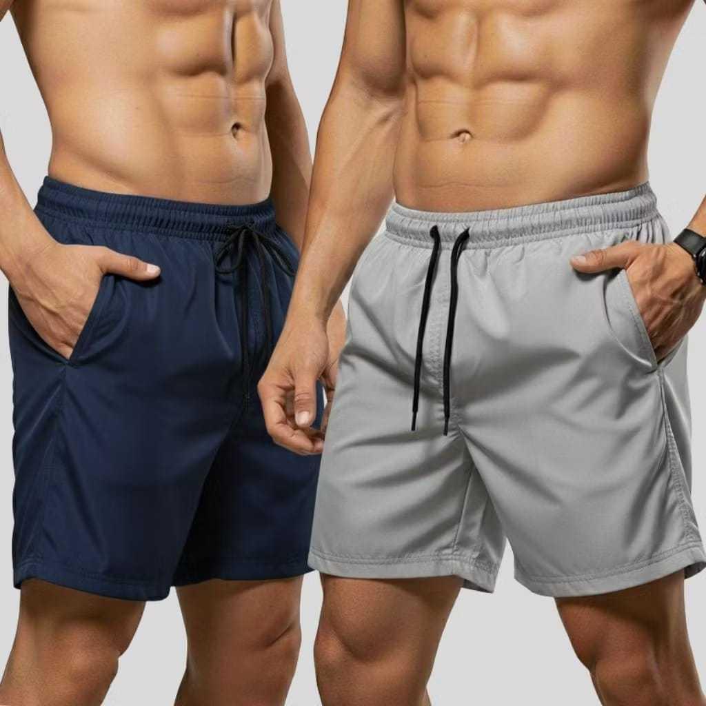 KIT 2 Bermuda Shorts Tactel com Elastano Academia Corrida CASUAL