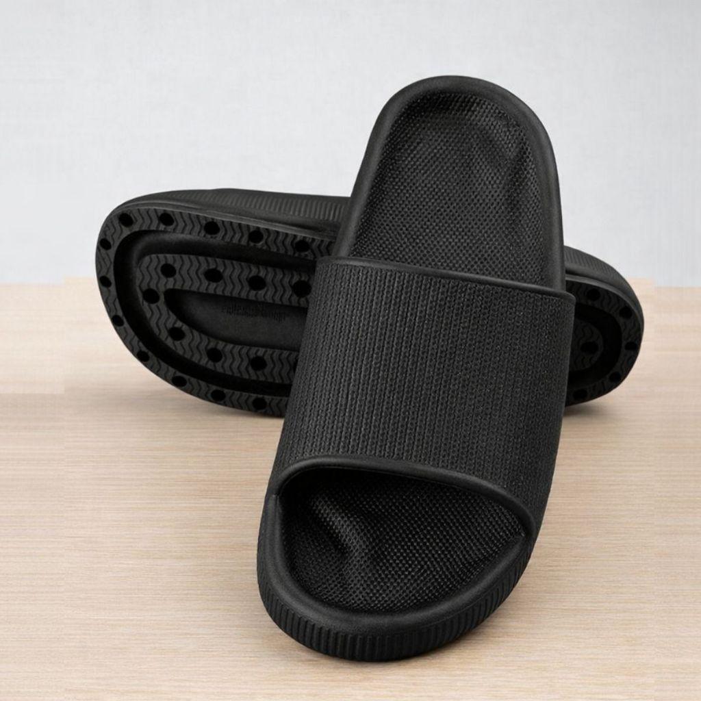Slide Masculino Tipo Nuvem Preto Ortopédico Confortável Secagem Rápida