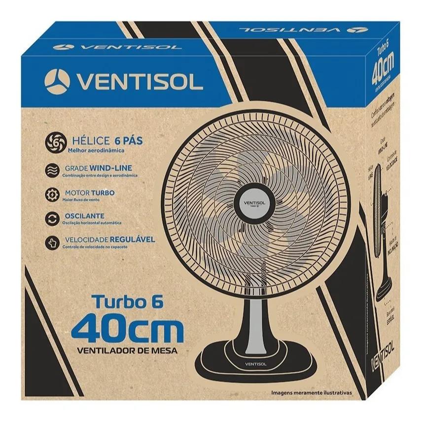 Ventilador de Mesa 40 cm 10 Pás com 3 Velocidades Ventisol Turbo 10