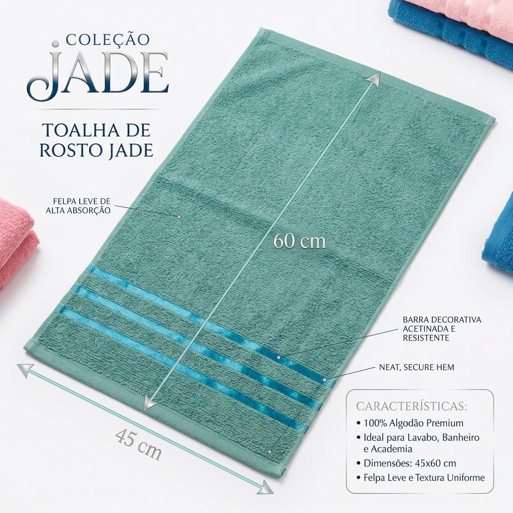 Kit 5pçs Toalhas de Rosto de 45x60cm 100% Algodão - Coleção Jade
