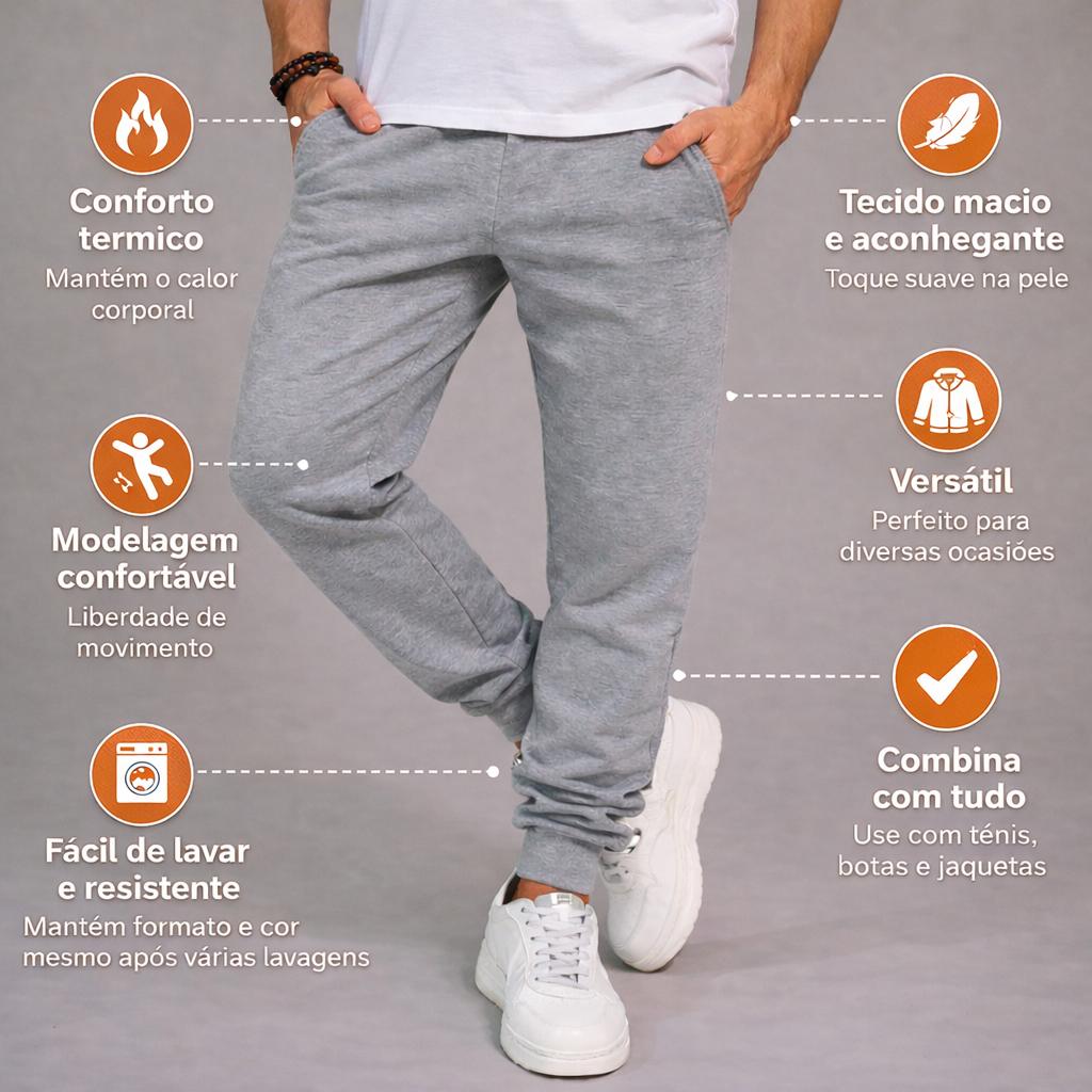 Kit Calça de Moletom Algodão unissex com Elástico e Punho Estilo e Conforto