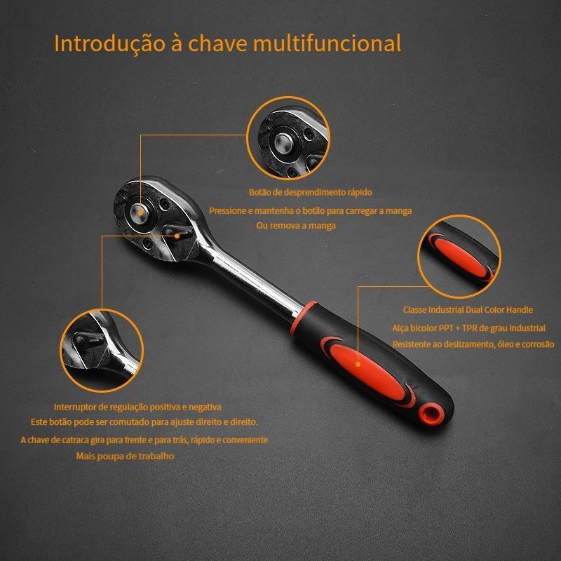 Kit Ferramentas 40/46 Peças Aço Cromo Vanádio c/ Chave Catraca, Estojo ABS, p/ Carro e Casa