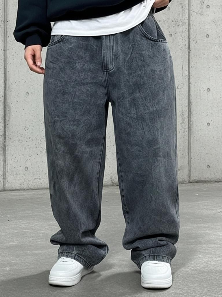 Calça Baggy Masculina Jeans Boca Larga Balão Pants Cân Sk8 Estilosa Moda Estilo Mandrake TOP 1 Y2K STREETEWEA