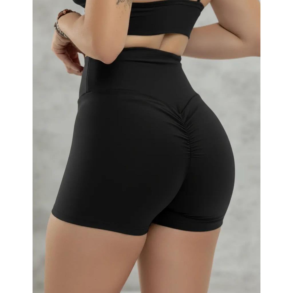 Short Feminino Fitness Cintura Alta com Efeito Levanta Bumbum