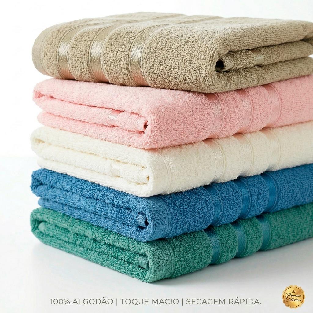 Kit 5pçs Toalhas de Rosto de 45x60cm 100% Algodão - Coleção Jade