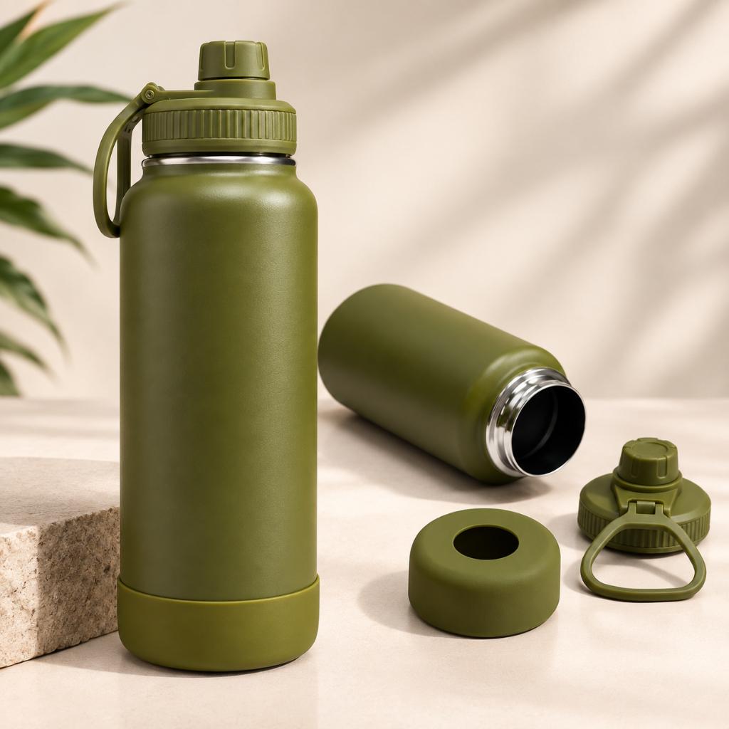 Garrafa Inox Térmica Com Capinha Protetora De Silicone Antiderrapante