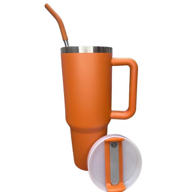 Copo Garrafa Térmica Grande Em Aço Inox Com Alça E Canudo Metal 1200ML