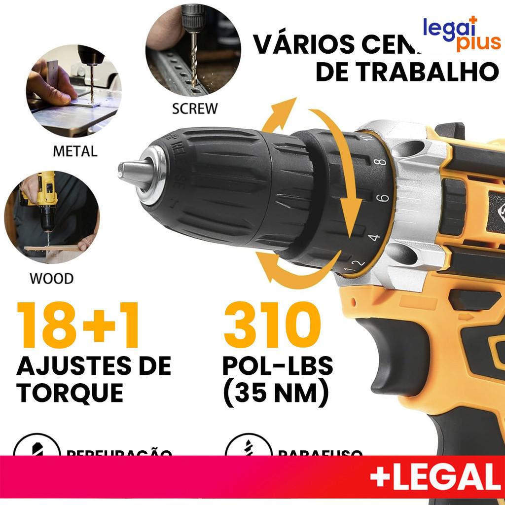 Parafusadeira de alta potência 26V/48V, caixa de armazenamento e mais de 30 acessórios (uso profissional)