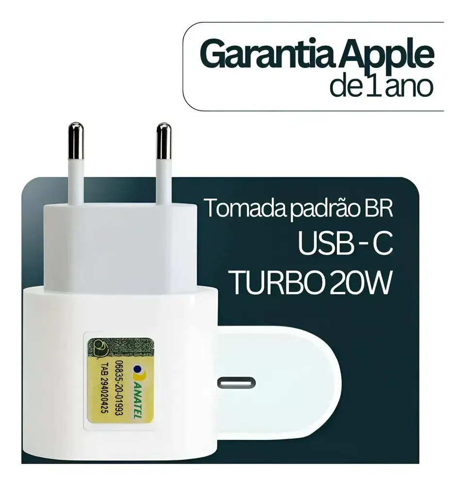 Carregador Fonte Apple iPad iPhone Turbo Usb-c 20w