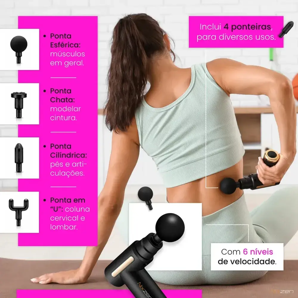 Massageador Pistola Elétrica Profissional Muscular Portátil Nixzen