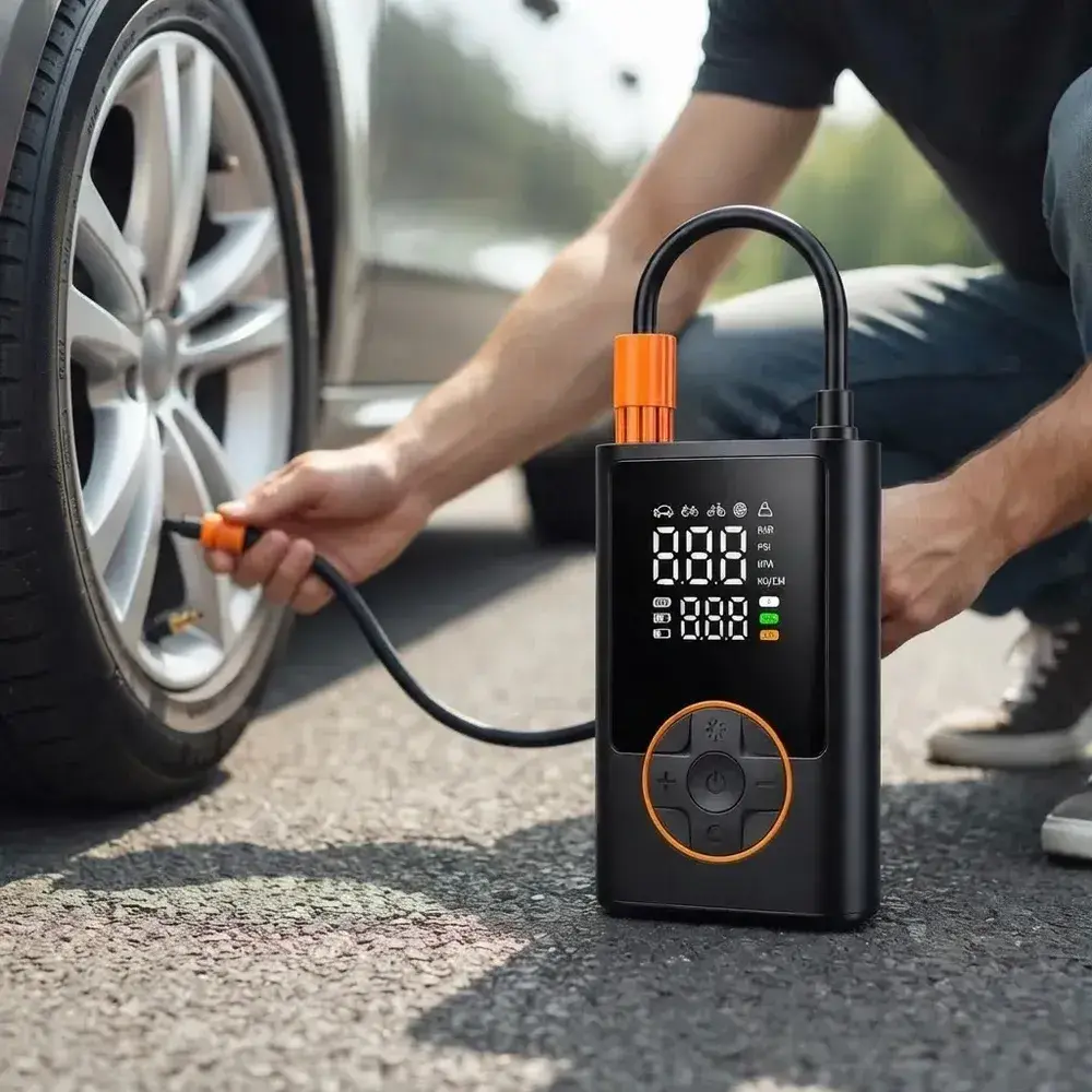 Compressor Portátil Car Air Pump Digital com Visor para Carro Moto Bike