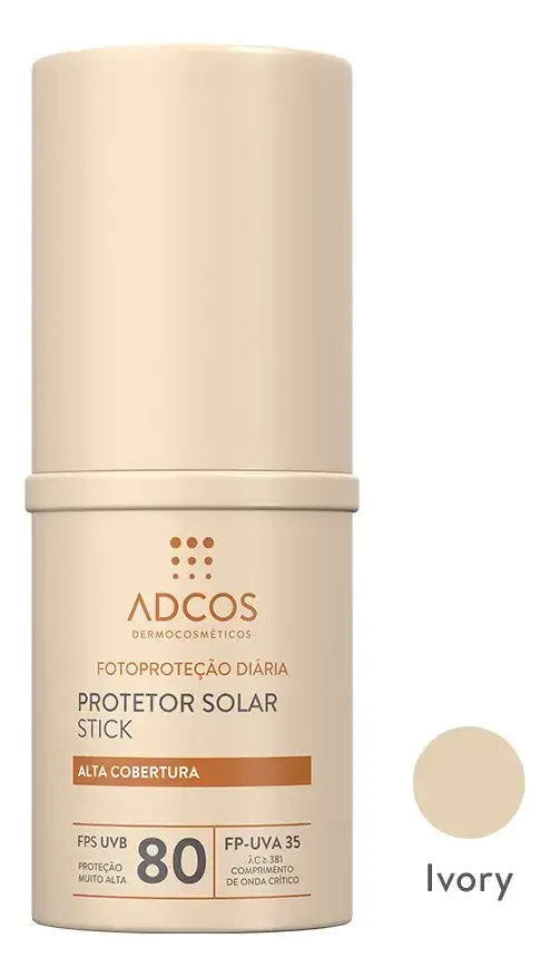 Protetor Solar Adcos Tonalizante Base Stick Ivory FPS80 17g