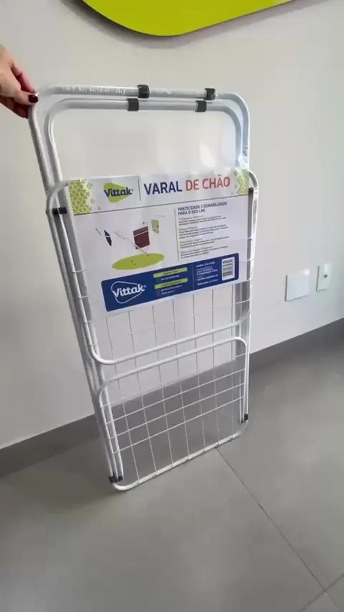 Vittak Varal de Chão Slim Dobrável com Abas Retráteis em Aço Reforçado