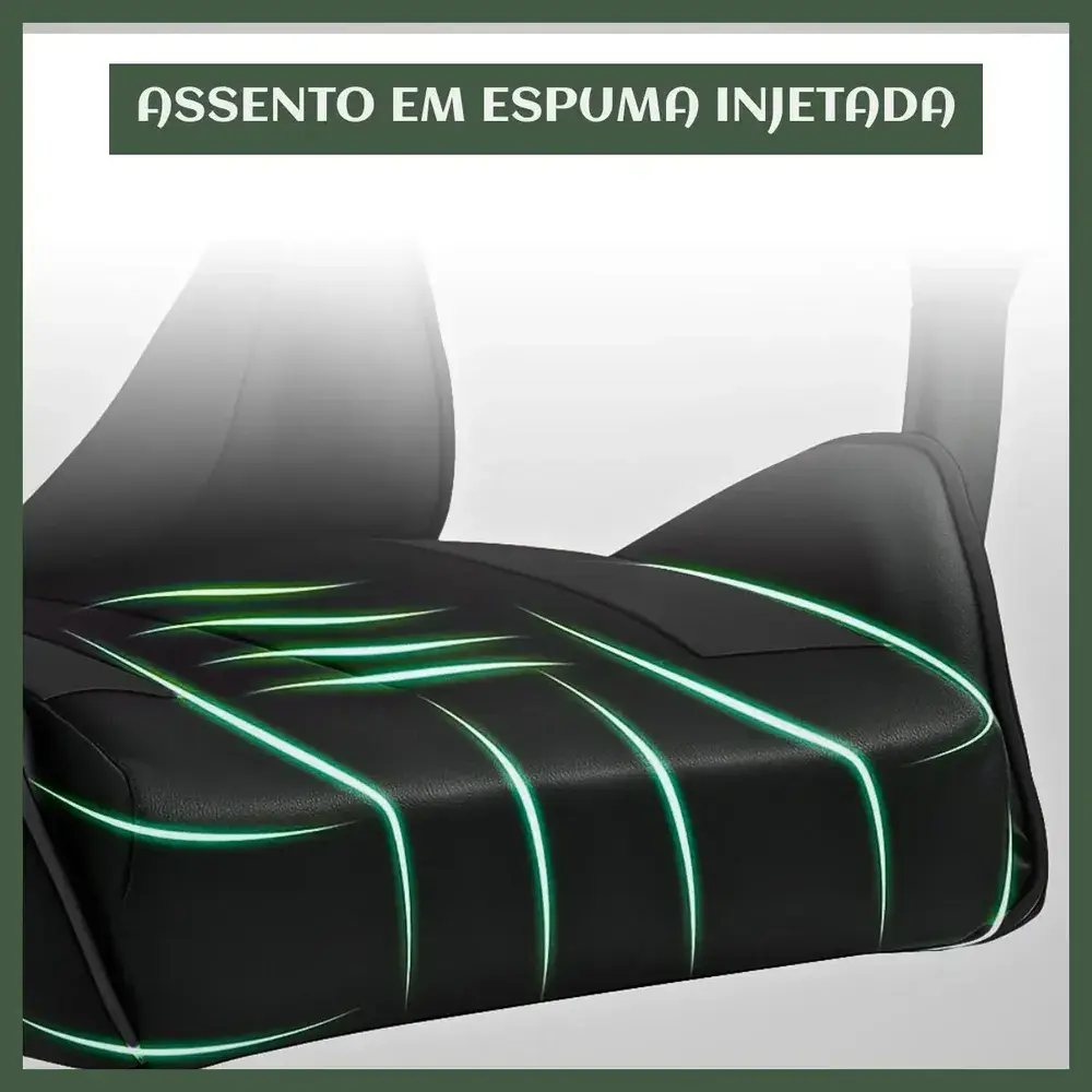 Cadeira De Escritório Gamer Nitro Ergonômica Estofado Couro Sintético Reclinável Cor Preto Luvinco