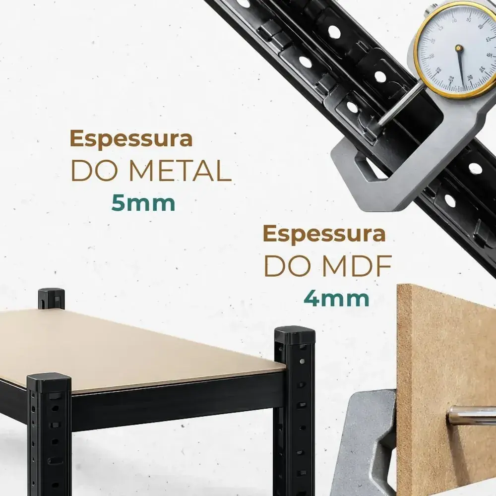 Estante Aço 5 Prateleiras Mdf Até 375kg 180cm X 60cm X 30cm Organizador Armário