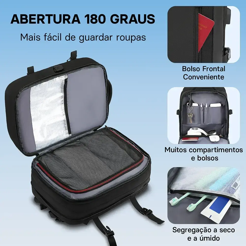 Mochila Viagem Executiva Grande Notebook Masculina Feminina