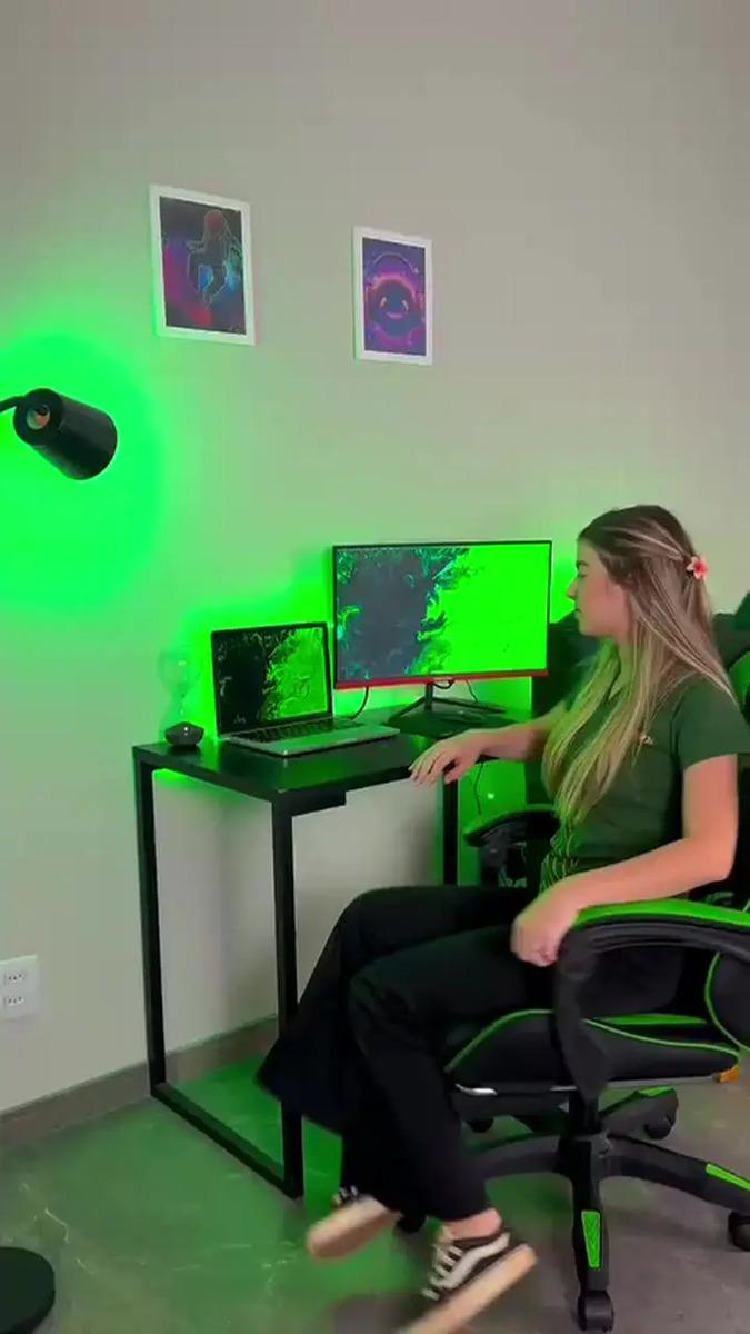 Cadeira De Escritório Gamer Nitro Ergonômica Estofado Couro Sintético Reclinável Cor Preto Luvinco