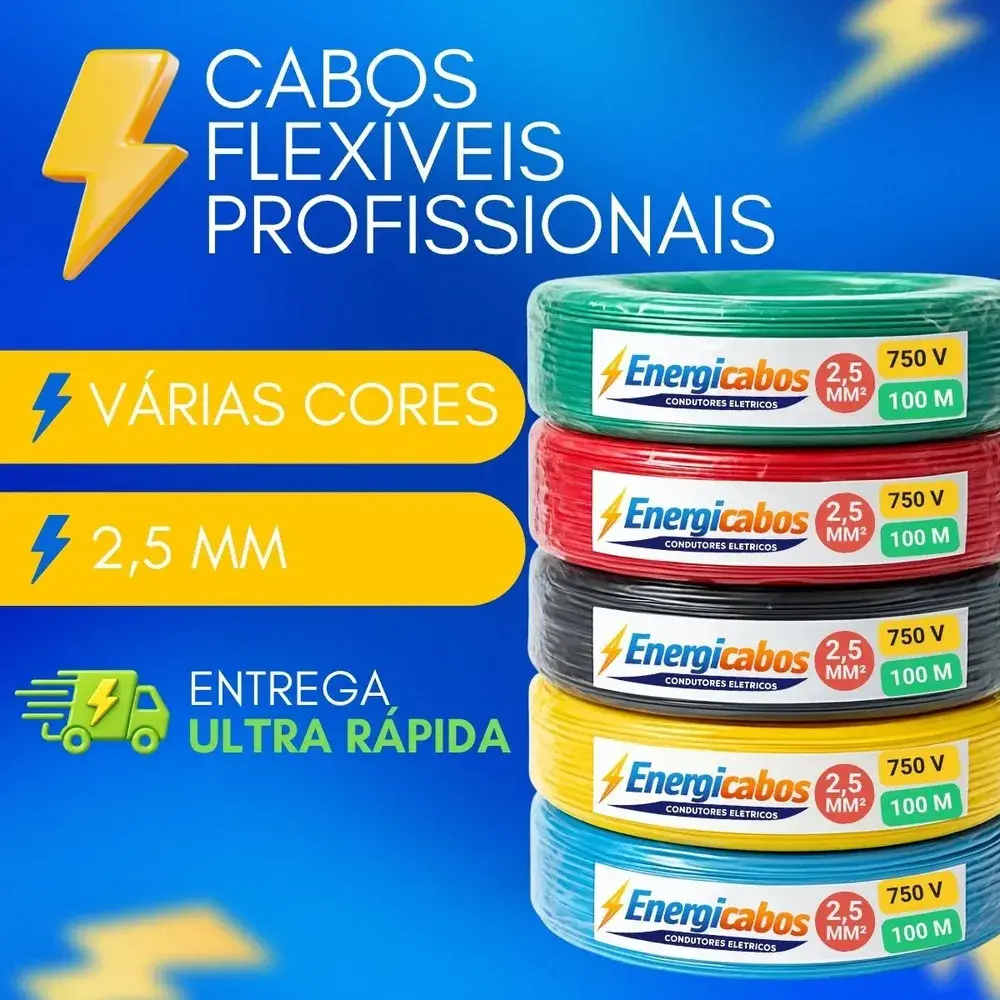 Cabo Flexível 2,5mm Rolo 100m Unipolar 750v