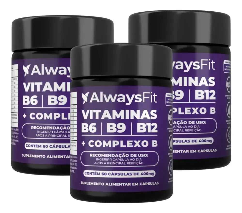 Kit 03 Complexo B AlwaysFit Metilfolato + Metilcobalamina + Vitaminas do Complexo B