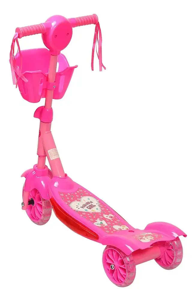 Patinete Infantil Musical Replay Kids Kiddy com 3 Rodas e Luz de LED Rosa