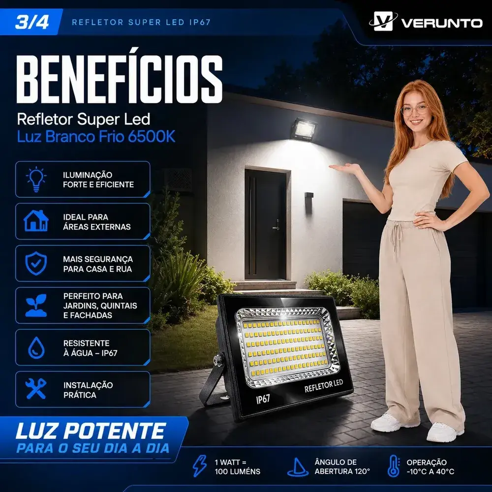 Kit 2 Refletor Super Led 400w Ip67 Holofote Bivolt Prova D'água