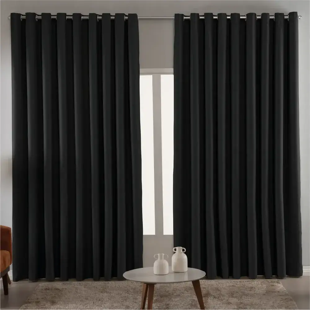 Cortina Blackout em Tecido 3,00x2,80 Corta Luz Preta