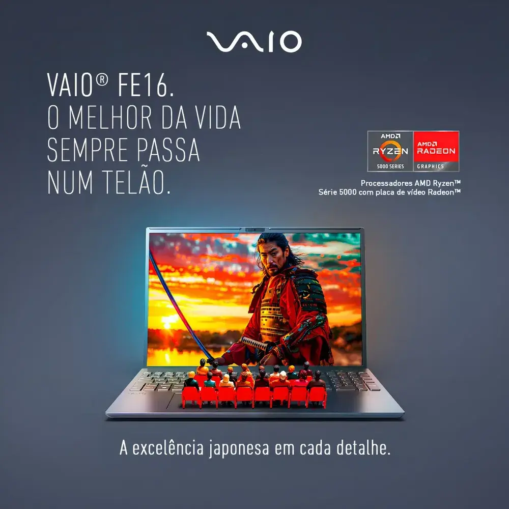 Notebook Vaio Fe16 Amd Ryzen 7 5825u Linux 8gb RAM 512gb Ssd Wi-Fi 6 Tela 16 Ips Wuxga Antirreflexo Cinza Grafite