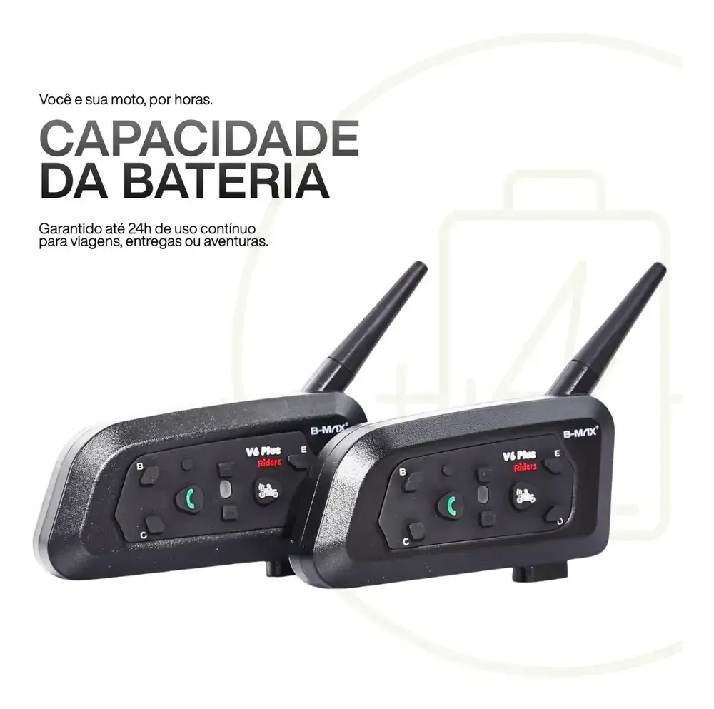 Par Intercomunicador V6 Plus Capacete Comunicador Sem Fio Bluetooth Moto