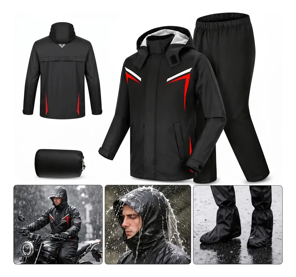 Capa De Chuva Moto Com Capuz Impermeável Motoqueiro Motoboy