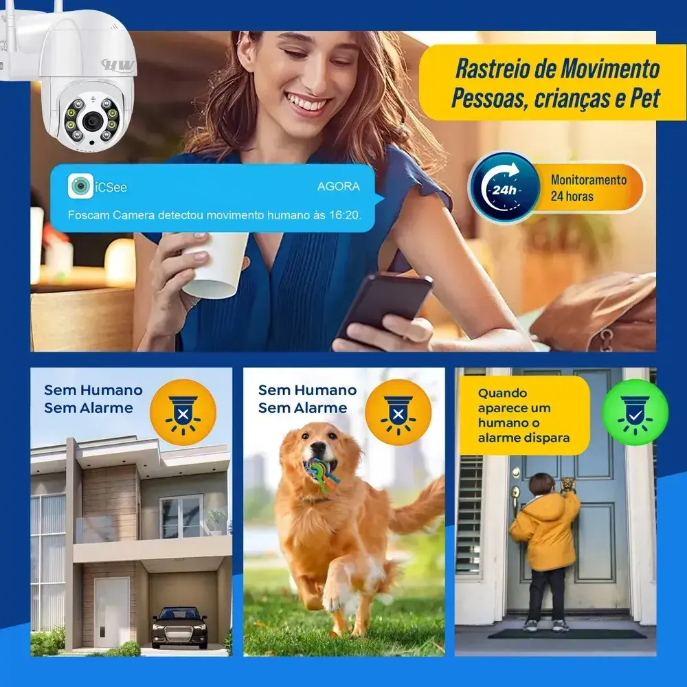 Kit 2 Câmeras Segurança IP Interna Externa Wifi iCSee Infravermelho