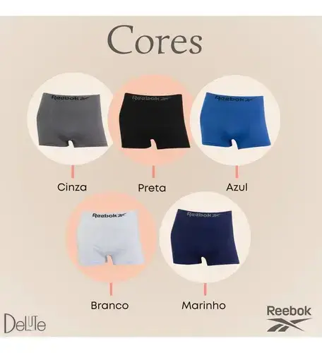 Kit 6 Cuecas Reebok Boxer Microfibra Classic Masculina