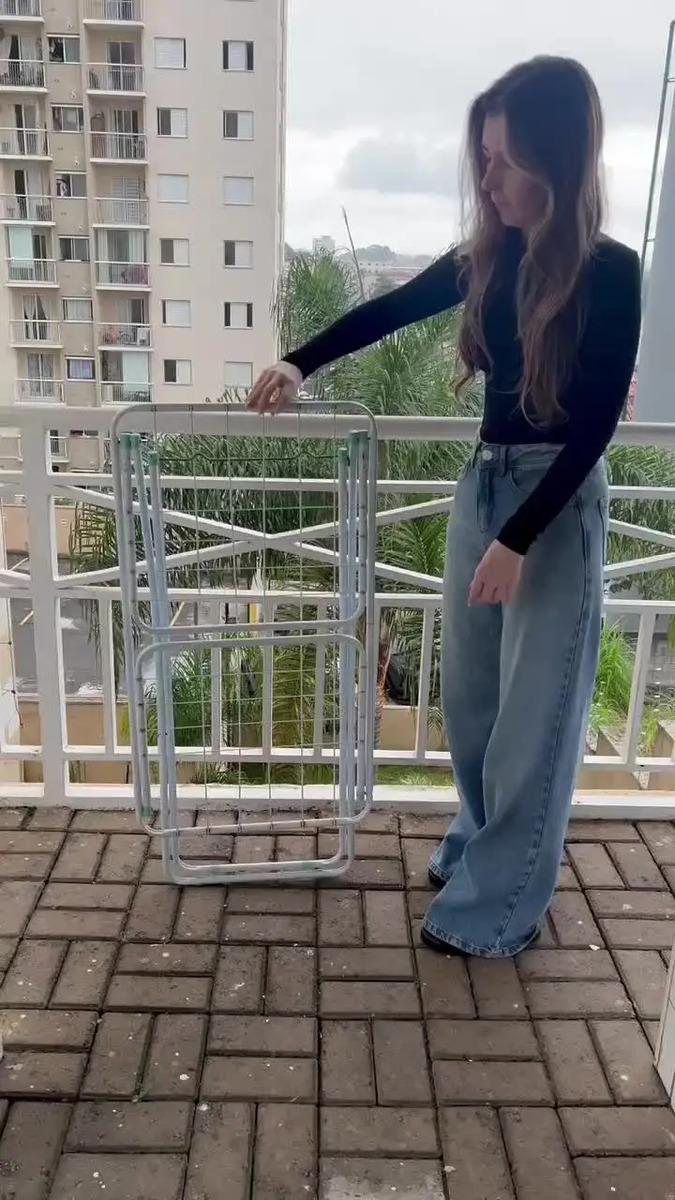 Varal de Chão Reforçado Com Abas Dobrável Retrátil Slim Mor Branco