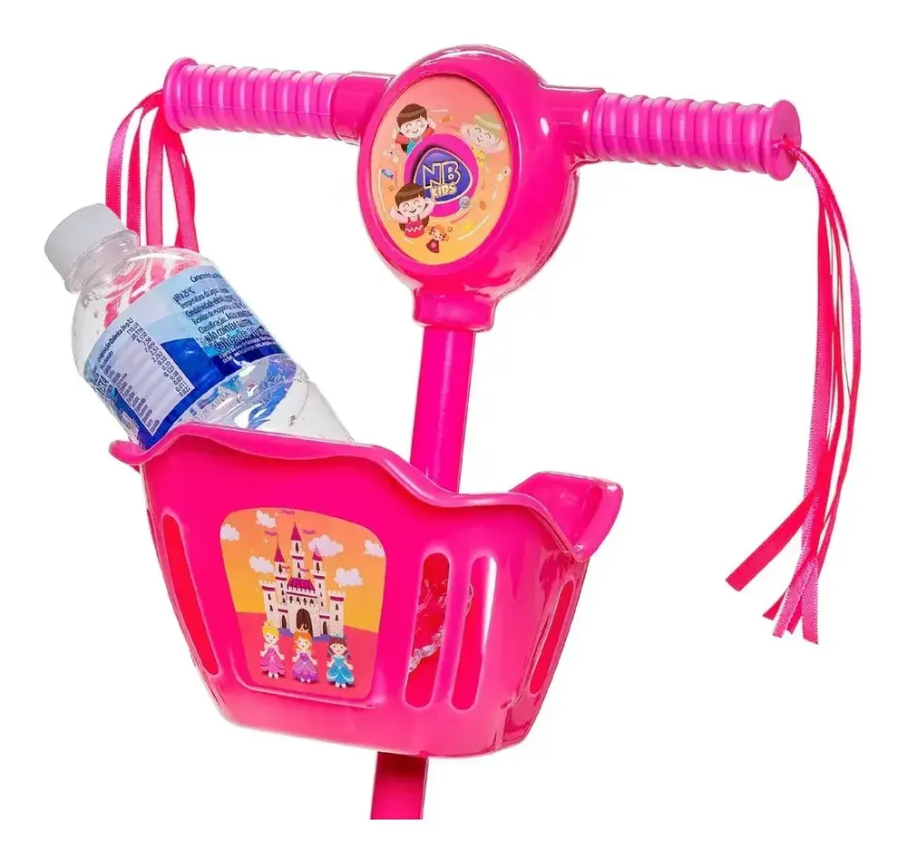 Patinete Infantil Musical Replay Kids Kiddy com 3 Rodas e Luz de LED Rosa