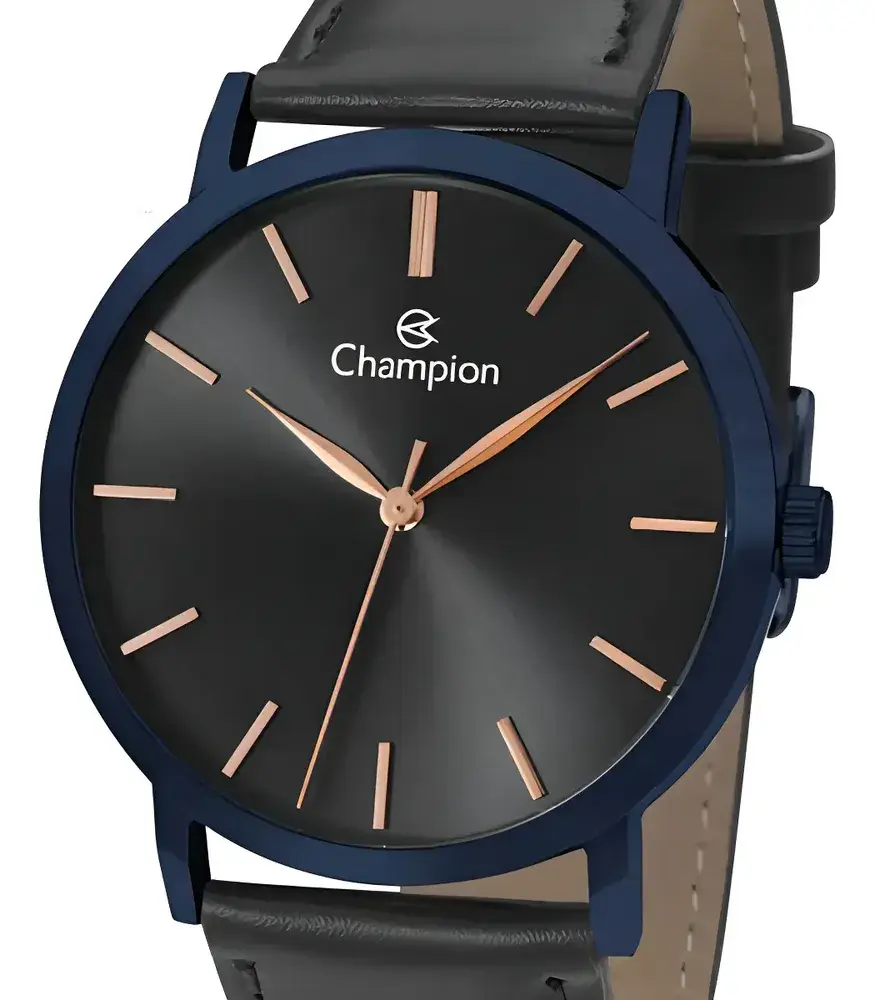 Relógio Champion Masculino Social Original Couro Preto