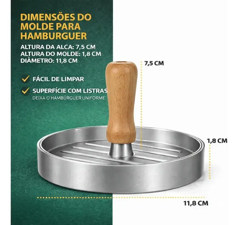 Molde para Hambúrguer Caseiro Forma de Alumínio Multiuso