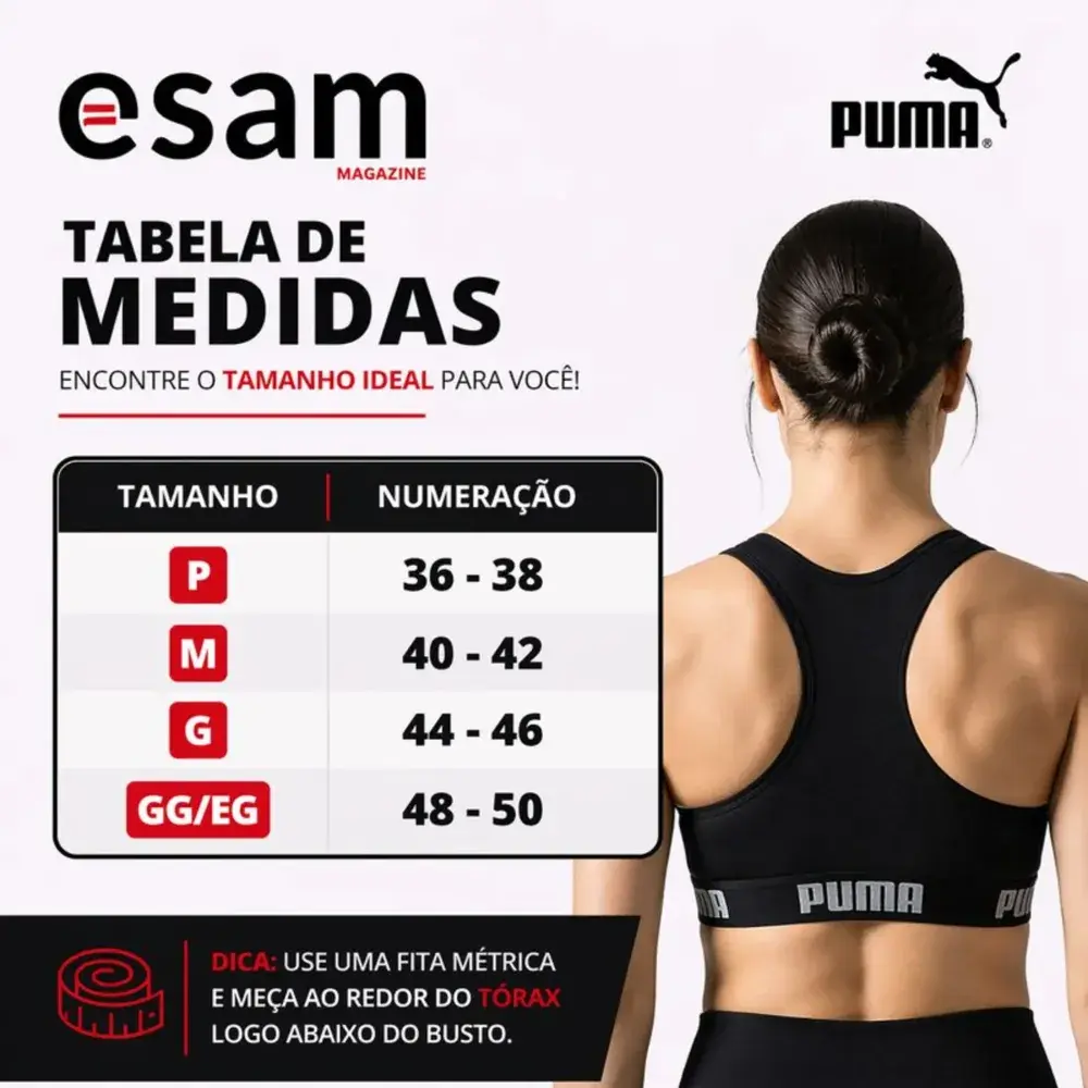 Top Puma Academia Fitness Original Nadador Alta Sustentação
