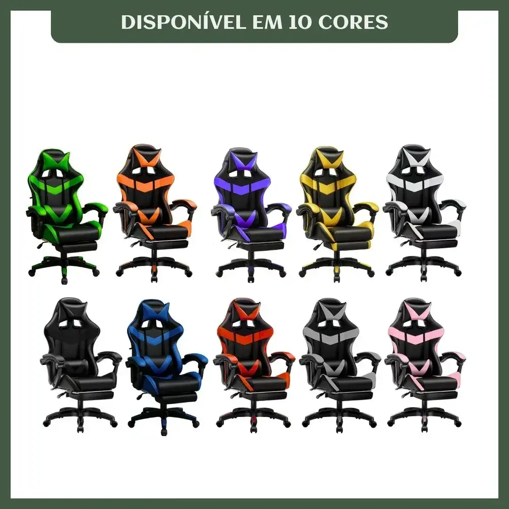 Cadeira De Escritório Gamer Nitro Ergonômica Estofado Couro Sintético Reclinável Cor Preto Luvinco