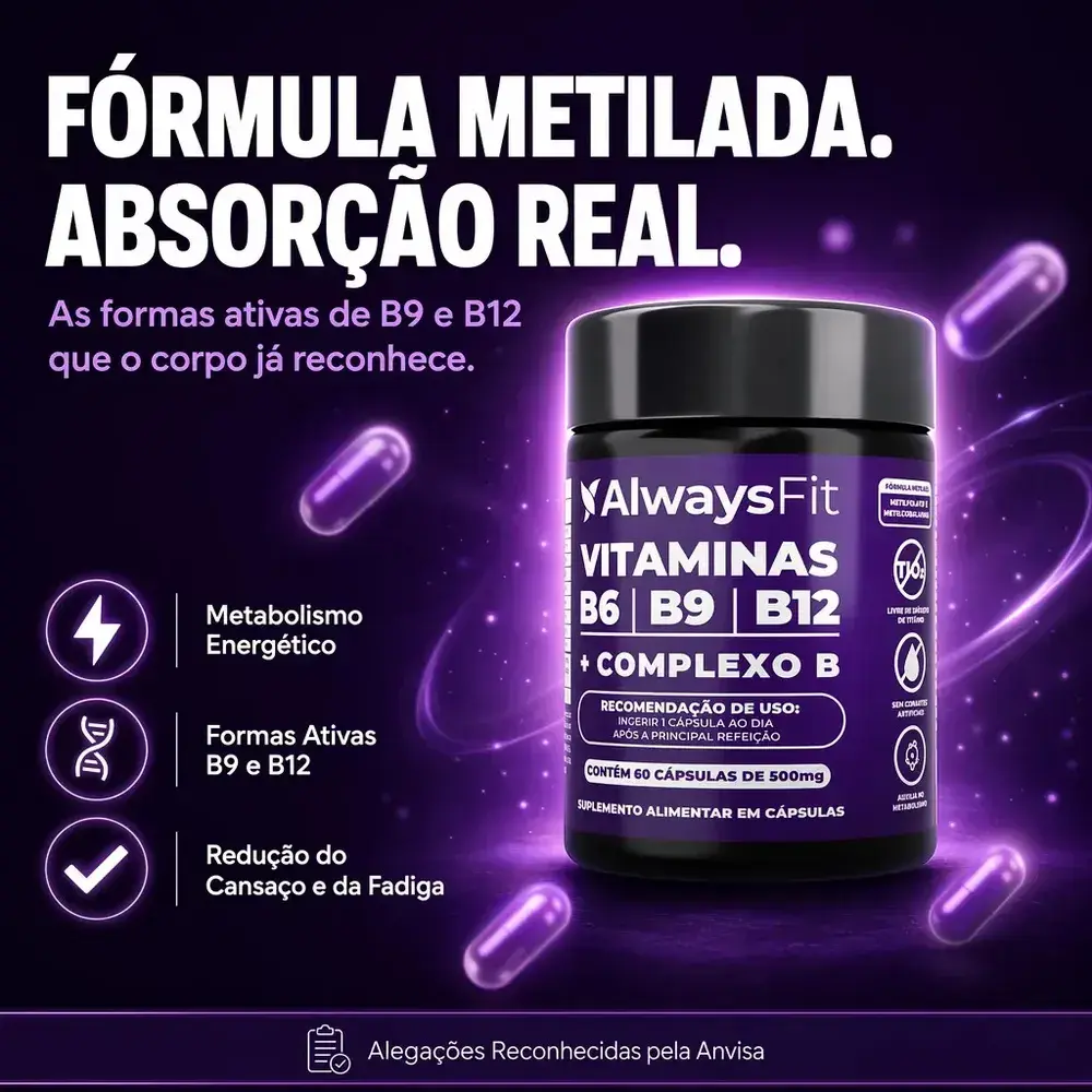 Kit 03 Complexo B AlwaysFit Metilfolato + Metilcobalamina + Vitaminas do Complexo B