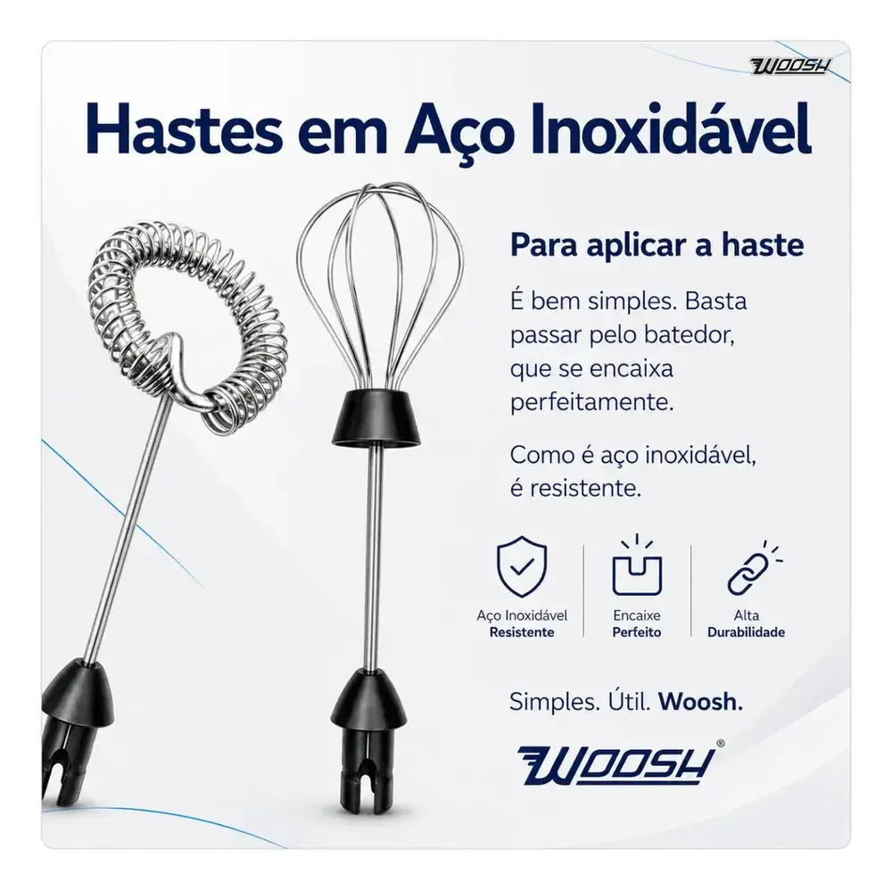 Mixer Elétrico Portátil 2 em 1 Recarregável Misturador de Bebidas e Ovos