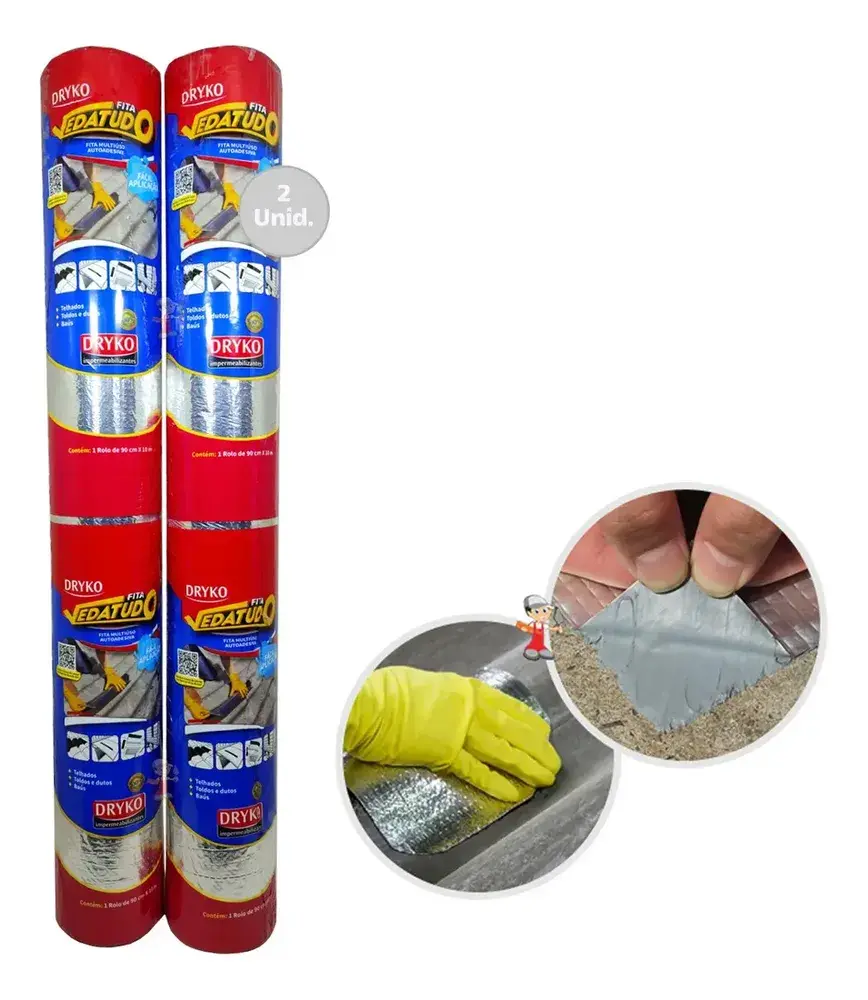 Kit 2 Manta Asfáltica Auto Adesiva Aluminizada 90cm X 10m